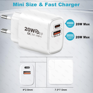 Cargador USB C 2 en 1 PD de 20 W, Cargador de <span class=keywords><strong>Carga</strong></span> Rápida, Cargador Rápido 3.0, <span class=keywords><strong>Adaptador</strong></span> de Cargador de Teléfono para <span class=keywords><strong>iPhone</strong></span> 17 16 15 Huawei Samsung - Product Image 4