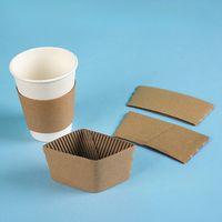 Manchon de tasse à café en papier kraft biodégradable à paroi simple, logo/graphisme personnalisable en relief, matériaux recyclés, pour boissons chaudes