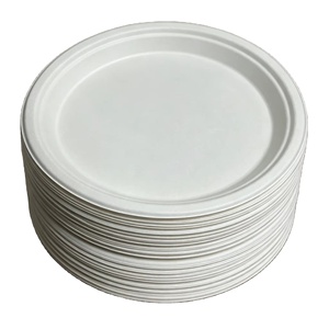 Assiette jetable en bagasse de canne à sucre de 9 pouces, compatible micro-ondes, écologique et biodégradable - Product Image 1