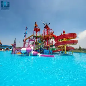 Commercial Fiberglass Water Slide With Water Pool Giant Water Park Slide For Sale