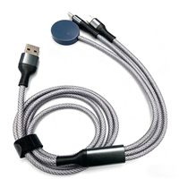 Câble de charge multi-usage 3-en-1 avec chargeur sans fil pour montre, cordon de charge rapide tressé en nylon pour téléphone, tablette, montre connectée