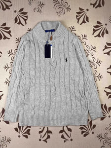 RL Ralph <span class=keywords><strong>Pull</strong></span> demi-zip <span class=keywords><strong>homme</strong></span> automne-hiver avec broderie logo poney, <span class=keywords><strong>pull</strong></span> <span class=keywords><strong>col</strong></span> <span class=keywords><strong>torsadé</strong></span> tricoté femme, modèle couple - Product Image 2