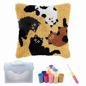 Principiantes Diy Custom Cross Stitch Funda <span class=keywords><strong>De</strong></span> Almohada Esteras bordadas <span class=keywords><strong>Cojín</strong></span> Latch Hook Alfombra Kits - Product Image 5