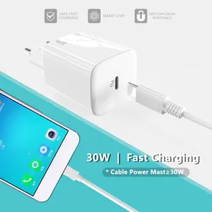 Factory Custom Wholesale Mobile Phone Data Cable And Power Adapter 30w Pd Fast Charging Usb C Charger Set For Iphone Apple