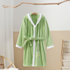 <span class=keywords><strong>Accappatoio</strong></span> per Bambini in Pile Corallo con Logo Ricamato, Multicolore, Caldo e Spesso, con Cappuccio - Product Image 5