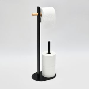 SANIPRO Custom Modern <strong>Black</strong> <strong>Freestanding</strong> Towels Rack Bathroom Rustproof Tissue <strong>Holder</strong> <strong>Toilet</strong> Paper <strong>Roll</strong> <strong>Holder</strong> - Product Image 2