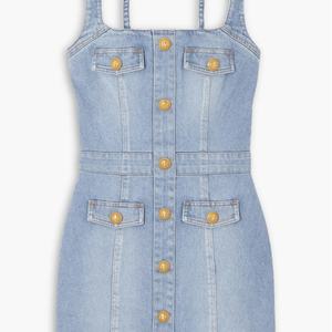 Nouvelles Arrivées 2025 : Robe Courte en Jean pour Femme, Design Personnalisé avec Boutons, Bleu Clair, Idéale pour l'Été - Product Image 4