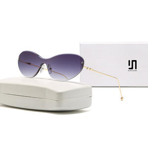 Nouvelles lunettes de soleil œil-de-chat sans monture style européen et américain UV400 en métal pour femme, légères, type 3, protection solaire - Product Image 5