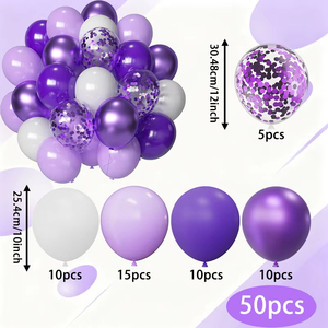 Set di Palloncini Viola da 10 Pollici, 50 Pezzi, in Lattice Puro, Ideali per Matrimoni, Compleanni, Feste e Tutte le Celebrazioni Popolari - Product Image 4