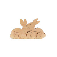 Holz Ostern Kaninchen Familie Puzzle Hase Familie Mama Papa Baby Holz Puzzle, 5 in 1 Set Muttertag Geschenk