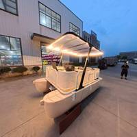 Bateau ponton de luxe, bateau de pêche électrique de loisirs sportifs avec salon et table à vendre