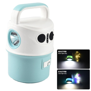 Lanterne de camping LED rechargeable, batterie 2400 mAh, type C, lumière portable d'extérieur avec bande lumineuse chaude et colorée - Product Image 1