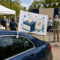 Individuelle Leere Auto-Fensterfahnen DIY Handbemalte Wahlbanner Doppelseitige Weiße Autofahnen mit Clip für Wahlkampagnen