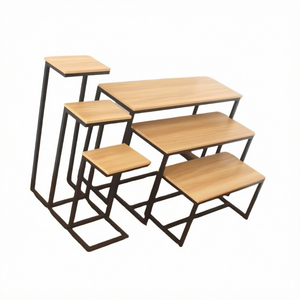 Juego de 3 mesas plegables metálicas ligeras para exhibición de ropa KEYIDE KYD-GM-T2 con estantería de supermercado - Product Image 1