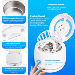 Nettoyeur de prothèses dentaires électrique domestique 45 kHz UV tactile, petit nettoyeur ultrasonique pour gouttières et têtes de brosses à dents - Product Image 4