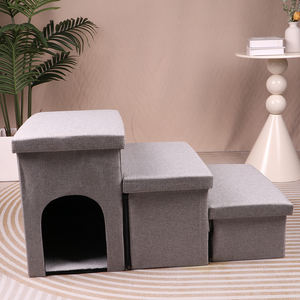 छोटे कुत्तों और बिल्लियों के इनडोर उपयोग के लिए कपड़े mdf और sal हेम्प के साथ उच्च गुणवत्ता वाले टिकाऊ आधुनिक फोल्डेबल पालतू सीढ़ियां - Product Image 2