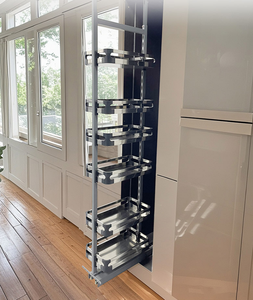 High <strong>Cabinet</strong> Kitchen Organizer Tempered Glass Pull Shelves Aluminum Frame Built-in <strong>Pantry</strong> Larder Storage in <strong>Cabinets</strong> - Product Image 1