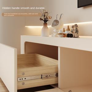 2025 nuovo stile crema in legno TV Cabinet semplice salotto casa tavolino combinazione con supporto da pavimento integrato - Product Image 5