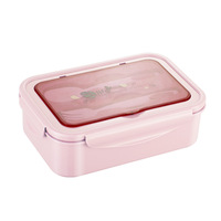 Boîte à lunch et à dîner portable en plastique à double couche, design classique sans BPA, avec cuillère et fourchette pour les enfants, l'école, le bureau, ensemble de repas