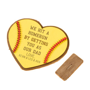 <span class=keywords><strong>Plaque</strong></span> <span class=keywords><strong>personnalisée</strong></span> en bois en forme de cœur pour baseball/softball, avec nom sur mesure, cadeau fête des pères, cadeau d'anniversaire, décoration intérieure, ornement de <span class=keywords><strong>bureau</strong></span> - Product Image 5