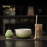Ensemble de thé matcha Baibenli Spring Point, écologique, durable, quatre pièces en céramique, design moderne minimaliste pour la cérémonie du thé à la maison