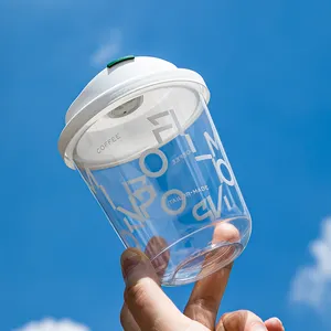 U Shape Disposable Plastic PP PET Cup 12oz 16oz Boba Tea Coffee Juice PP Cup Clear or Printed with Lids