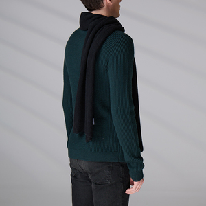 Knitwear Manufacturer Custom Winter Warm Unisex Classic Basic Outdoor Sweater Shawl <b>Wool</b> Long Ribbed Knit Scarf for Men - Product Image 4