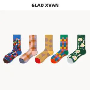 Personality cartoon pattern woman socks hot sale creative colorful cute spring and summer long socks
