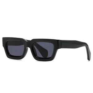 Custom Own 3D Metal Logo Small Shades Square Top Quality Handmade Fashion Sunglasses Men 2023