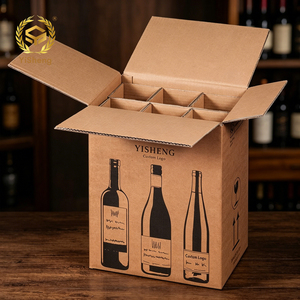 Caja de Cartón Corrugado a Prueba de Golpes para Vino, Caja de Envío de Licores Anti-Rotura, Cartón con Logotipo Personalizado Impreso para Transporte y Almacenamiento de Vino Tinto - Product Image 2