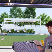 Mooxon 4x3 OEM Pergola d'extérieur à persiennes étanches bioclimatiques Auvents de pavillon Pergolas de jardin rétractables en aluminium