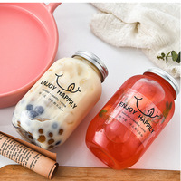 Taza desechable de plástico PET en forma de U para té y jugo de leche, tapón de rosca de 500ml, contenedor de bebidas con logotipo personalizado