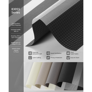 Stores à rouleaux minimalistes ZSTARR <span class=keywords><strong>pour</strong></span> bureau, motif zèbre, tissu texturé pied-de-poule noir neutre, stores de fenêtre tendance <span class=keywords><strong>pour</strong></span> la maison et les bureaux - Product Image 2