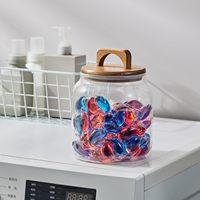 Bocaux de cuisine en verre avec couvercle hermétique en acacia, pots de conservation transparents pour garde-manger, idéaux pour nouilles, farine, céréales, café