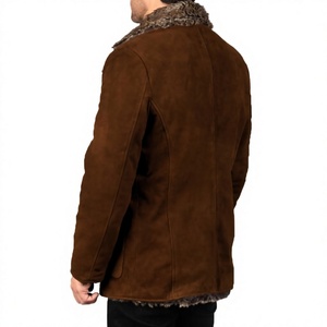 <b>Men's</b> <b>Brown</b> Fleece <b>Overcoat</b> With Fur Collar Single Breasted Regular Fit Winter Coat - Product Image 2