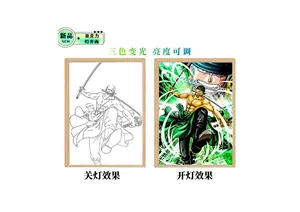 Luffy Led dekoratif ışık boyama lamba Anime bir Zoro üç renk ışık parlayan fotoğraf çerçevesi aydınlık asılı Poster