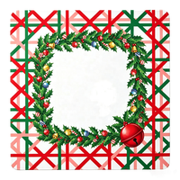 Tapis de Mahjong de Noël Écologique Personnalisé, Pliable et Lavable, Nappe à Carreaux Rouges/Verts Motif Aiguilles de Houx pour le Divertissement