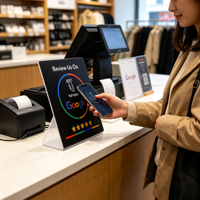 Carte NFC Google Review personnalisable – Panneau de table intelligent compatible Android pour avis Google et engagement client sur les réseaux sociaux