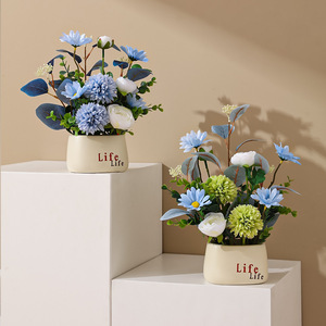 Arreglo de Flores Artificiales Kch, Flores de Seda y Plástico Mixtas, Decoración Realista para el Hogar, Adorno de Escritorio - Product Image 1