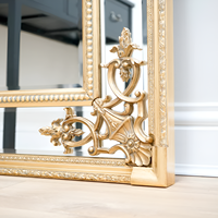 Grand Miroir de Sol Doré Luxe Style Baroque, Sculptures Robustes, Décoration Autonome