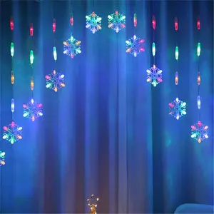 Indoor Outdoor Kerst Omgekeerde V Sneeuwvlok Led String Licht Knipperende Sprookjesachtige Lichten Gordijn Licht Slinger Voor Festival Decor