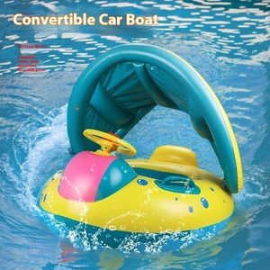 Parasol amarillo OEM con bocina para volante, reposabrazos de PVC ecológico para barco, respaldo inflable, flotador para bebé - Product Image 5