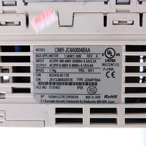 ความถี่ CIMR-JC4A0004BAA |   ไดรฟ์ AC รุ่น J1000 ซีรีส์ 0.75 กิโลวัตต์ 3 เฟส 400 โวลต์ - Product Image 1
