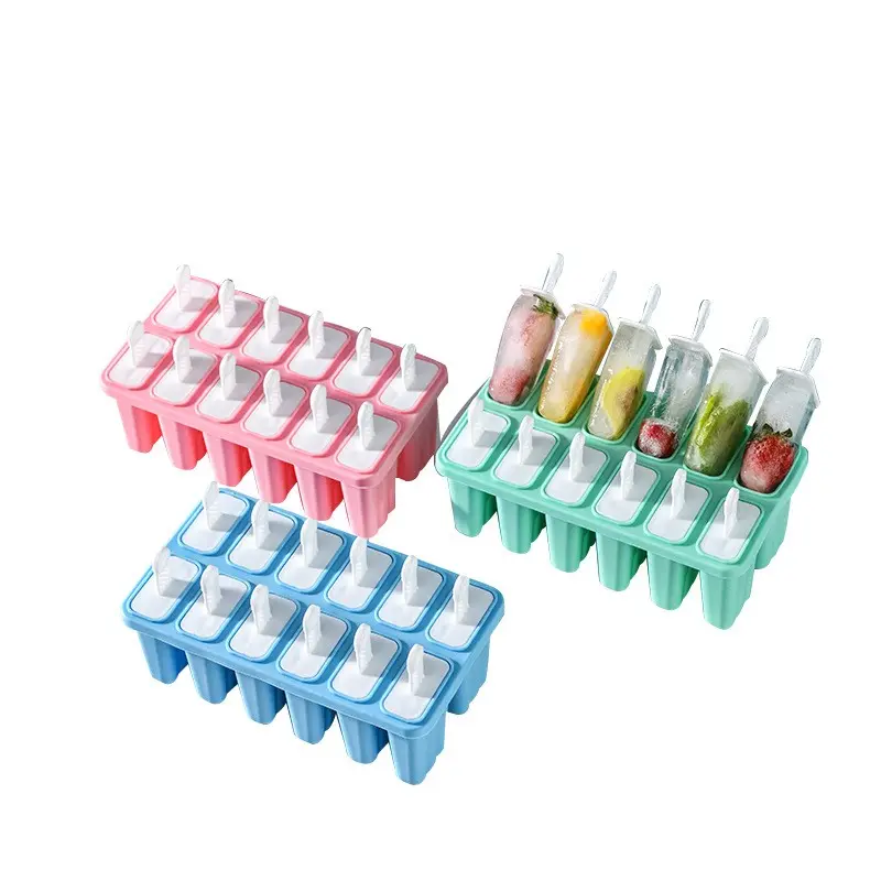 Stampi per ghiaccio in Silicone 10 pz, Set di stampi per gelato fatti in casa con bastoncini in Silicone Icepop imbuto e spazzola per la pulizia fai da te