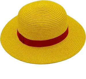 Cappello di paglia Cospaly Performance puntelli Costume Party Yellow Summer String Sun Beach cappelli Pirate Anime Fans uomo donna Youth Kids