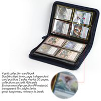 Classeur de cartes A4 à 4 pochettes avec fermeture éclair en PU, album de collection pour cartes à collectionner et cartes photo, pour le rangement de cartes sportives, 160 pochettes pour cartes à insérer