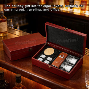 Kit de fumage pour whisky avec verres, moule à glaçons sphériques en silicone, étui à cigares en cuir PU, copeaux de bois et cheminée en bois pour <span class=keywords><strong>le</strong></span> voyage - Product Image 5