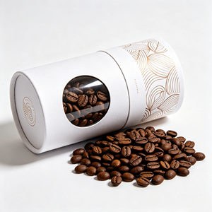 Eco Friendly Round Cylinder Cardboard Box Clear Display Window <b>Paper</b> Tube Coffee Bean <b>Packing</b> For Retail - Product Image 6