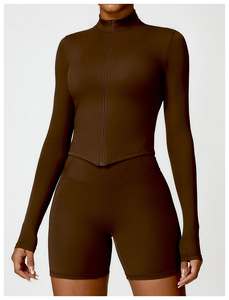 2025 <span class=keywords><strong>da</strong></span> <span class=keywords><strong>donna</strong></span> attillata tuta <span class=keywords><strong>da</strong></span> Yoga pantaloncini sportivi set Top a maniche lunghe con motivo decorativo alla caviglia - Product Image 3