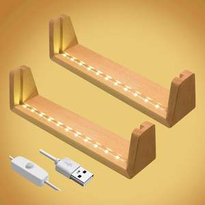 Support de base de lumière LED en bois USB pour plaque acrylique cadre photo lampe de nuit personnalisée en forme de U pour cadeaux d'anniversaire d'anniversaire - Product Image 6